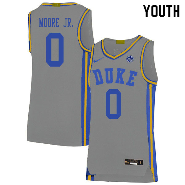 2020 Youth #0 Wendell Moore Jr. Duke Blue Devils College Basketball Jerseys Sale-Gray